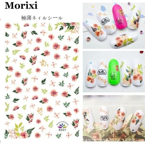 Morixi nail art sticker ultra thin 3D nail foils natual plant sun flower rose pattern self adhesive slider nail wraps MC003