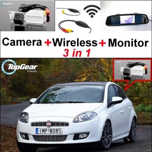 3 in1 Special Rear View Camera + Wireless Receiver + Mirror Monitor Backup Parking System For FIAT Bravo Brava Ritmo 2007~2015