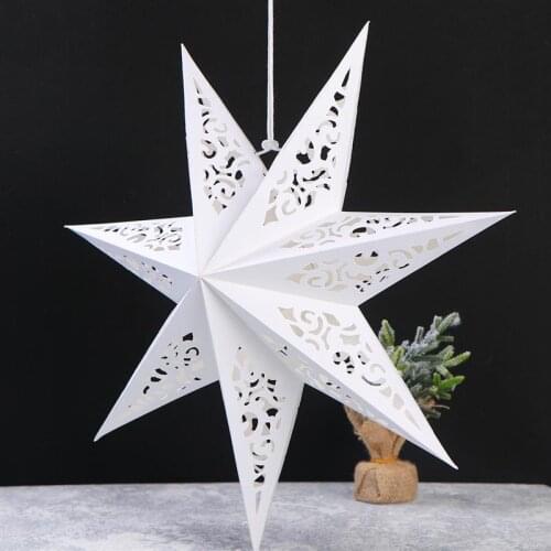 45cm Hollow Out Star Party Light Window Grille Home Bedroom Night Light Garden Hanging Christmas Decoration (White)