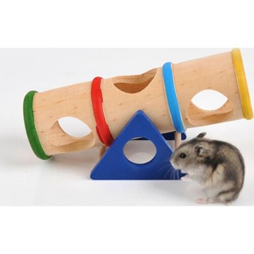 Hamster Tunnel Cage Seesaw Cute for Rat Mouse Chinchillas Toy Small Pets House Hamsters Toy Guinea Pig Cage Wooden Seesaw