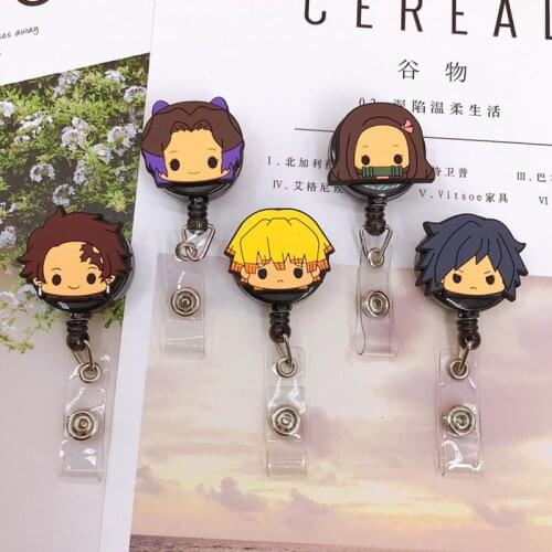 Cartoon 60cm Silicone Demon Slayer Retractable Badge Reel Student Nurse Exhibition Enfermera Name Card ID Card Chest