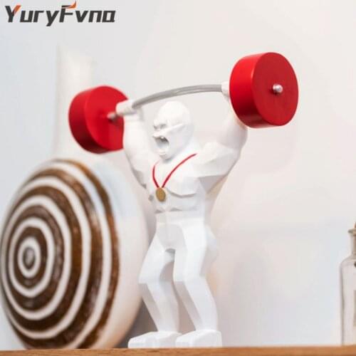 YuryFvna 25CM Modern Creative Resin Lifting Barbell Gorilla Statue Gorilla Animal Sculpture Desktop Decoration Home Accessories