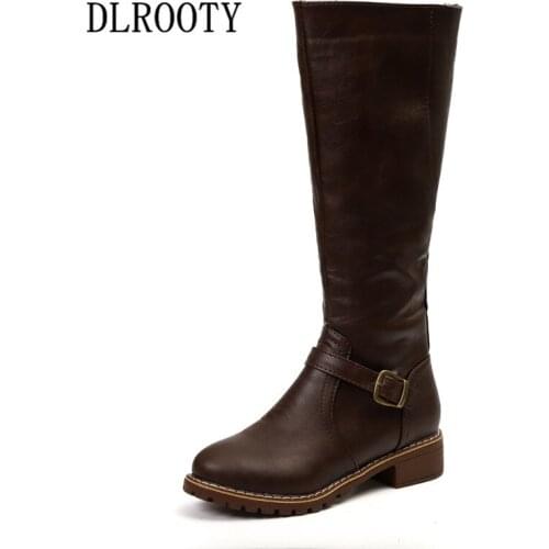 Women Martin Boots Mid-Calf 2019 Autumn Winter Female Casual Shoes Flat Zip Fashion Platform Round Toe Solid Plus Size 35-43