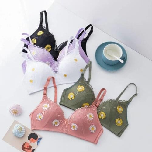 LONKKO Seamless Bras for Women Embroidery Lace Floral Bra Wireless Brassiere Female Lingerie A B Cup Thin Underwear Intimates