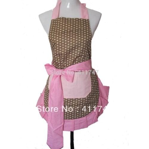 Woman Kitchen Apron Polka Dot Cotton Ruffled Cooking Salon Apron Avental de Cozinha Divertido Tablier Cuisine Pinafore