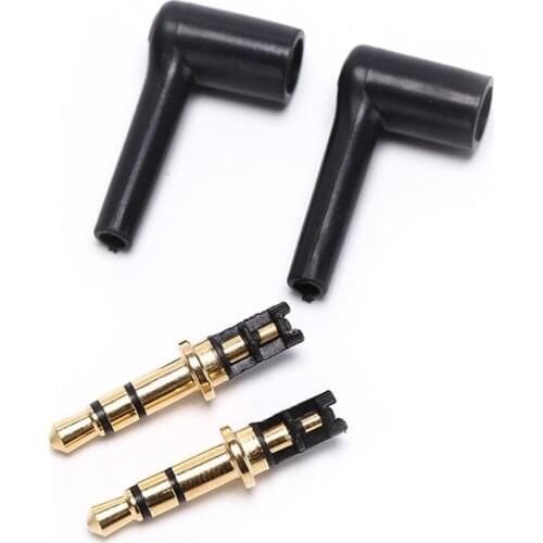 1/2pcs 3/4 Pole 3.5mm L-shaped stereo headphone Plug Repair Earphones Male 90 right angle degree Jack Soldering