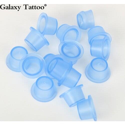 100 Pieces Tattoo Ink Cup S/M/Soft Silicone Disposable Microblading Blue Transparent Permanent Makeup Accessories Container