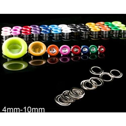 100pcs Coloured Metal Eyelet 4/4.5/5/6mm with Washer Leather Craft Grommet Banner Repair DIY Shoes Belt Cap Bag Tags Clothing