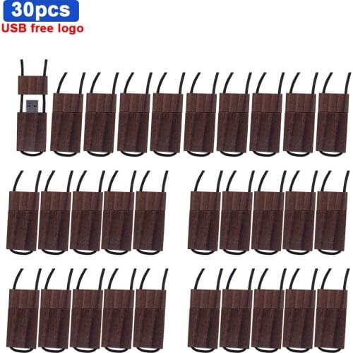 30pcs/lot Wooden USB Flash Drive red wood pendrive 64GB 16GB 32GB USB creativo U disk Memory stick wedding gift free custom logo
