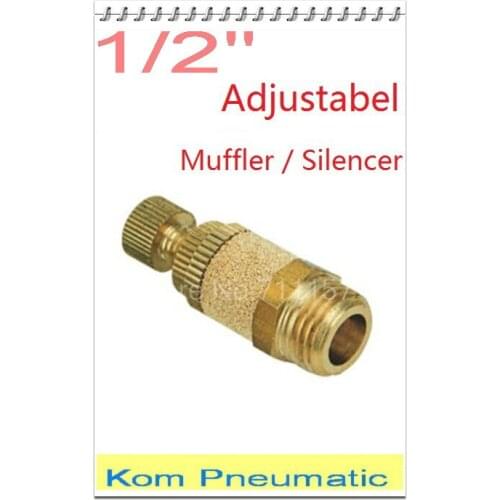 5pcs/lot Brass Adjustable Muffler Exhaust Valve 1/2" 1/2 inch Pneumatic Throttle Silencer PSB-04 For Solenoid Valve Connector