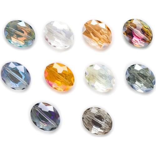 5 Piece Oval Shaped Cut Faceted Crystal Glass Spacer Beads For Handmade Making Bracelet Necklaces DIY Jewelry Findings 20x16mm