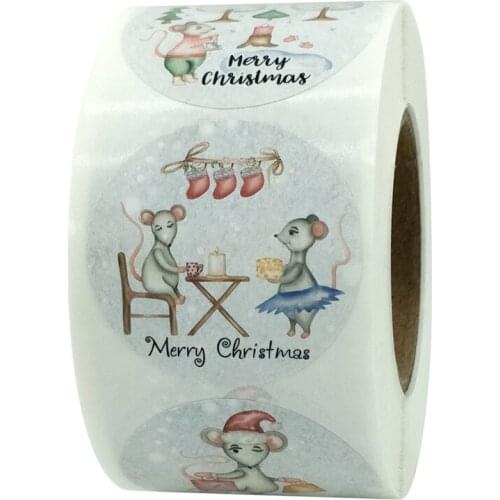 500 Merry Christmas Kraft Handmade Sticker Card Box Package Santa Thank You Label Sealing Stickers Wedding Decor Party Supplies