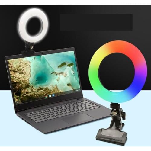 6 Inch RGB Fill Light LED Ring Selfie Lights Dimmable Photography Lighting Live Stream Beauty Makeup Lamp With Desk Stand Clip