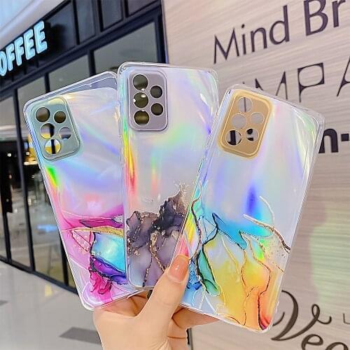 A52 A72 Case Camera Lens Protection Phone Case Fundas For Samsung Galaxy A52 A72 A32 5G Watercolor Painting Case Clear Soft Caqa