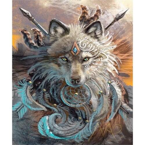 5D DIY Full Round/Square Diamond Painting Animal Wolf Fighting 3D Embroidery Cross Stitch Rhinestone Mosaic Home Decor Y1193