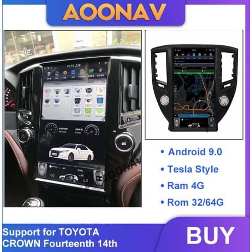 AOONAV 13.6 inch car GPS Radio GPS navigation for-TOYOTA CROWN Fourteenth 14th multimedia player vertical screen Android 9.0