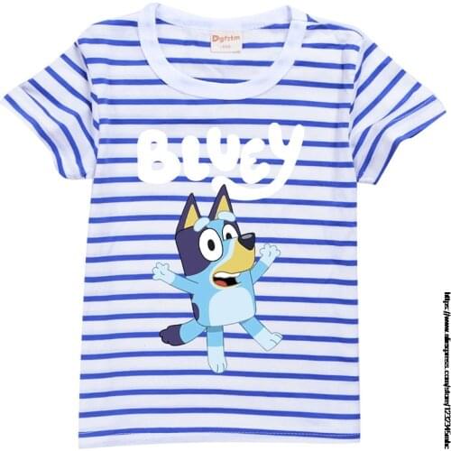 Bingo bluey Childrens Print Cartoon Fashion T-shirt Childrens Clothing Boys and Girls Gifts Birthday Clothing
