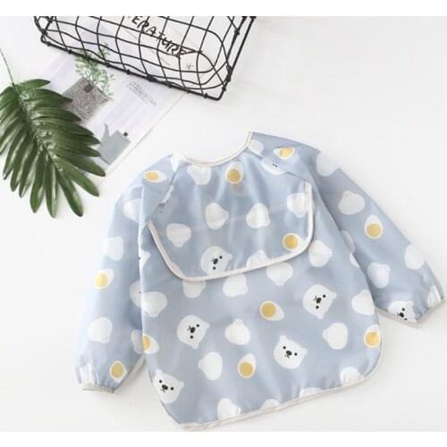 Baby Infant Bibs Colorful Cartoon Bandana Waterproof Children Eating Drawing Long Sleeve Apron Baby Self Feeding Bib