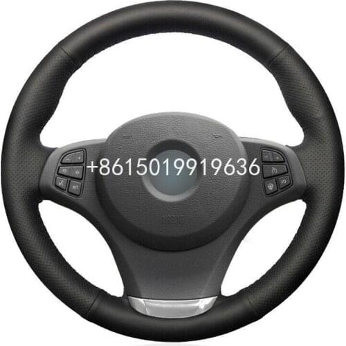 For BMW E83 X3 2003-2010 hand-sewn car steering wheel cover black leather