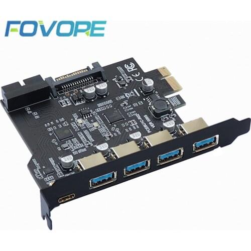 Add On Card USB 3.0 PCI-E Type C Expansion Card PCI Express PCI-E to USB 3.0 Controller 5Port + 1Port USB 3.1 PCI-E Card Adapter
