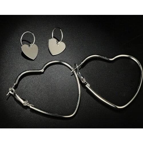 Double Heart Hoop Earrings for women Geometric Hanging Earrings Female Fashion Modern Jewelry Oorbellen Accessories