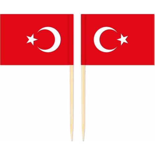 Turkey Toothpick Flag 3.5X2.5CM Cake Topper Party Cupcake Wedding Baby Shower Supplies Lovely Baking Dessert Decorations