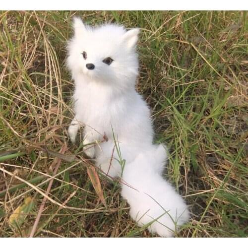 Cute white fox toy simulation sitting resin&fur fox doll gift about 15x13x13cm 0929