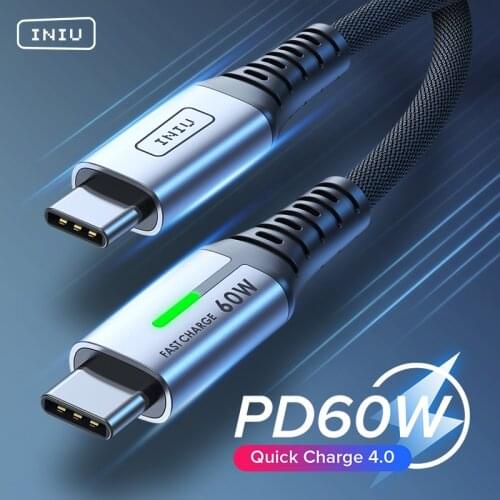 INIU PD 60W USB Type C Cable Fast Charging Shipping Phone Charger Cord For Macbook Pro iPad Xiaomi Mi Huawei Samsung LG One Plus