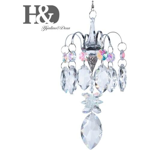 H&D Crystal SunCatcher Rainbow Maker Pendant Window Hanging Chandelier Prisms Chakra Lamp Decor Home Garden Wedding Decoration