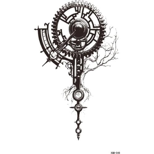 Mechanical Machine Wheel Temporary Tattoo Sticker for Men Women Fake Tattoos Waterproof Tatoo Transferable Body Art Tatto