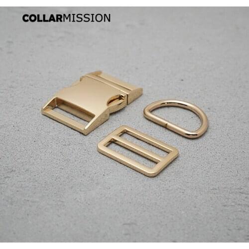 Metal buckle(metal buckle+ adjust buckle+ D ring) for backpack bag webbing accessory DIY handmade pet collar leash gold