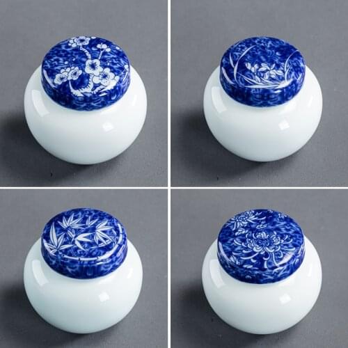 Mini Tea Caddy Ceramics Puer Tea Tea Storage Box Tea Jar Candy Jar Container Storage Box for Home Use Small Storage Chests