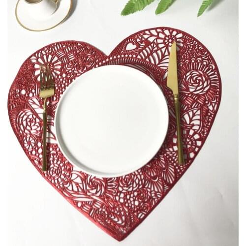 Multifunctional PVC Heart-shaped Rose Pattern Cup Mat for Home