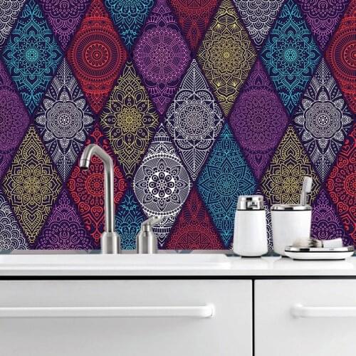 10/15/20/30cm Colorful Triangles Strip Tiles Wall Stickers Bathroom Kitchen Fridge Door Decoration Wallpaper Waterproof DIY Art