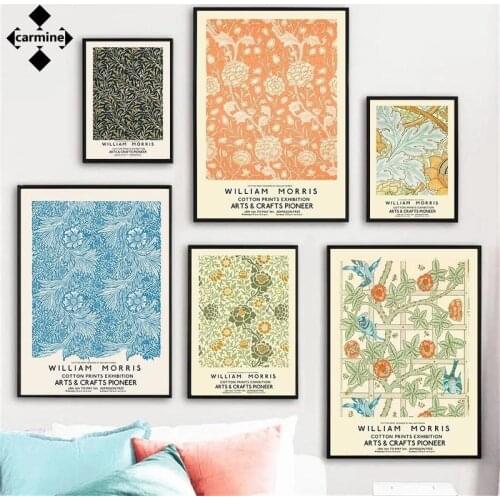 William Morris Wall Art Canvas Painting Exhibition Posters and Prints Vintage Flowers Leaves Printing Picture for Bedroom Decor