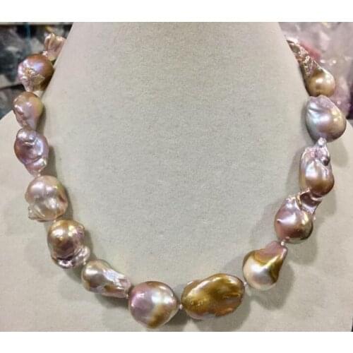 New Beautiful baroque purple reborn keshi pearl necklace 18" AAA 15-22mm 36"
