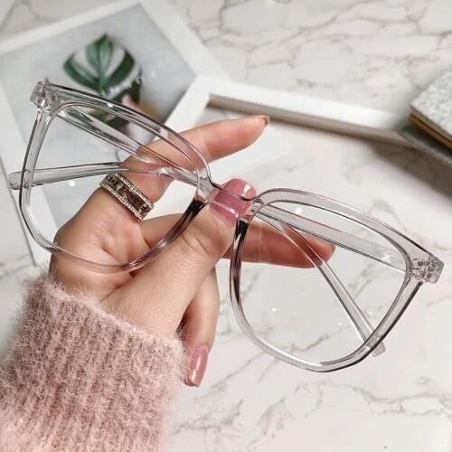 Office Anti Bluelight Oversized Square Retro Computer Glasses Women Blue Blocking Gaming Big Size Eyeglasses Frame