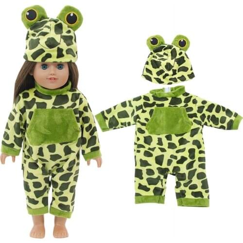 Doll Clothes 2021 New Fashion Frog Cartoon Doll Suit For 43 cm New Reborn Dolls Green Clothes Accessories Toys For Girls