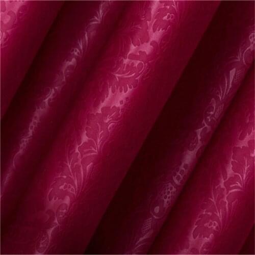 European style embossed solid color wine red curtains thickened shading window curtain living room bedroom