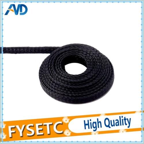 5Meter 6mm/8mm/10mm Dia Expandable Braided PET Premium Cable Sleeve Black Certification ROHS 3D Printer Accessories