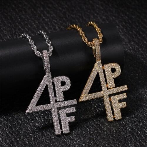 Full AAA Cubic Zircon 4PF Pendant Hip Hop Jewelry Copper Bling Iced Out Letters Necklace Cool DJ Rapper Fashion Jewelry