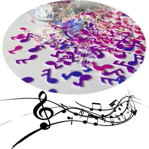 PrettyG 1 Box Musical Note Shaped Pearl Iridescent Glitter Nail Sequins Flakes Manicure Art Decoration Accessories