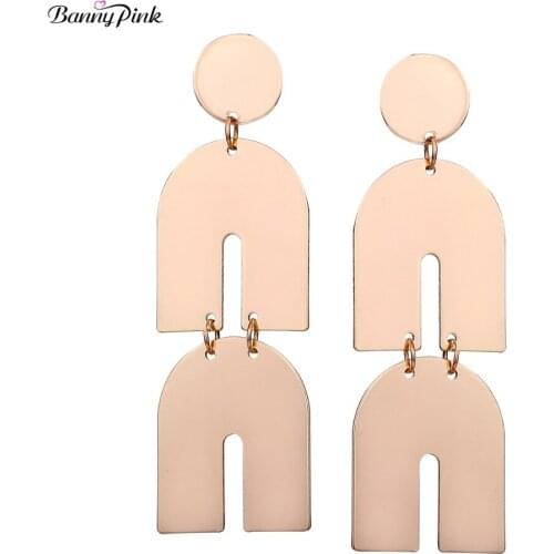Banny Pink New Punk Geo Statement Studs Earrings For Women Chunky Alloy Pendant Post Earrings Fashion Jewelry Pendientes Bijoux