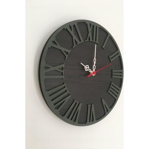 North Designed Tuşpa Mildew Green Roman Decorative Wall Clock 30 Cm