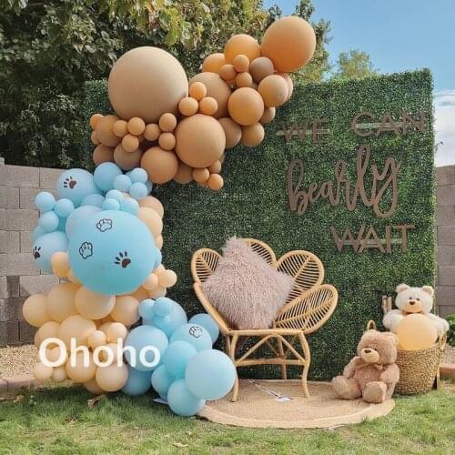 Blue Blush Caramel Balloon Garland Arch Set Kids Birthday Party Decoration Wedding Christening Baptism Organic Ballons Kit