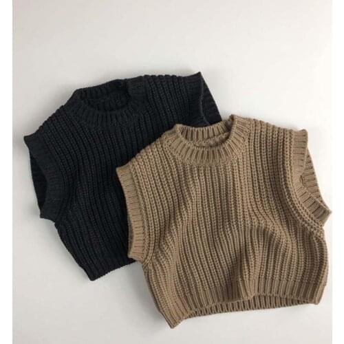 New Spring Autumn Baby Boys Knitted Vests Korean Style Solid Color Sleeveless Tops Baby Kids Casual Waistcoats Sweater