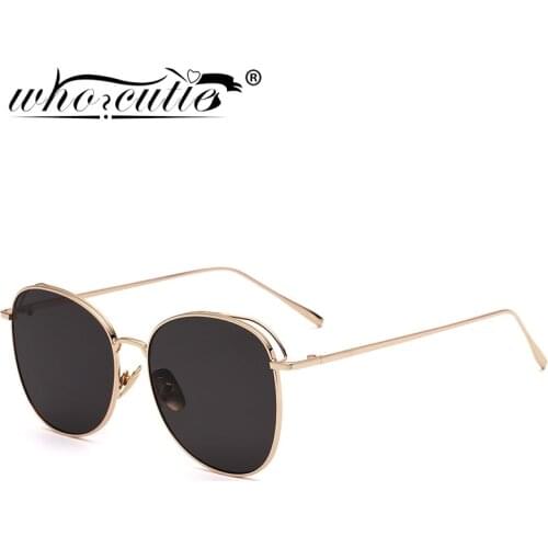 WHO CUTIE 2021 New Fashion Pilot Sunglasses Men Shades Eyewear Vintage Oval Metal Frame Blue Mirror Lens Women Sun Glasses UV400
