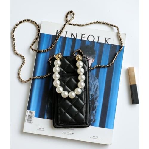 Luxury Designer Genuine Sheepskin Leather Women Messenger Bags Pearl Crossbody Bags For Women 2021New Chain Shoulder Bags Clutch