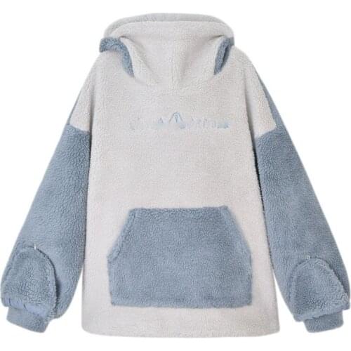 Harajuku Women Hoodie shark Pullover Winter Sense Hooded Casual Sweatshirts Autumn Embroidery Loose Top Doll Decoration Hoodies