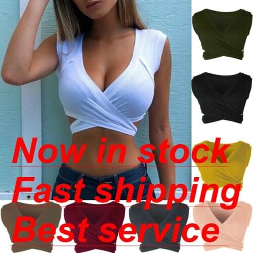 Women Casual Sleeveless Tank Tops Bandage Vest Crop Tops Short T Shirt
